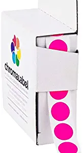 ChromaLabel 1/2 Inch Round Permanent Color-Code Dot Stickers, 1000 per Dispenser Box, Fluorescent Pink
