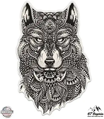 GT Graphics Wolf Ethnic Pattern - Vinyl Sticker Waterproof Decal