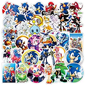 50 Pcs Sonic The Hedgehog Vinyl Waterproof Stickers, for Laptop, Luggage, Car, Skateboard, Motorcycle, Bicycle Decal Graffiti Patches