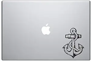 Stylized Anchor - Boating Fishing Nautical Pirate Art - 5" Black Vinyl Decal Sticker Car Macbook Laptop