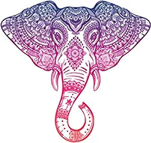 Divine Designs Purple Pink Ombre Henna Pattern Elephant Head Drawing Vinyl Decal Sticker (4" Wide)