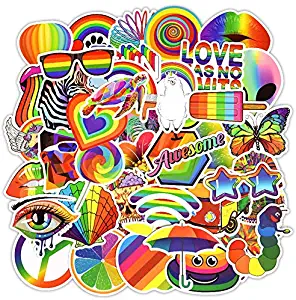 Colorful Rainbow Stickers Pack 50 Pcs Vinyl Decals for Water Bottle Laptop Suitcase Bumper Helmet Ipad Car Luggage