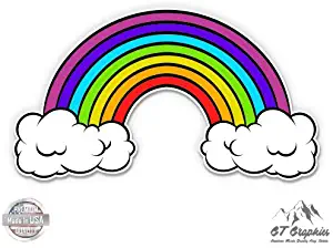 Rainbow Clouds Cute - 5" Vinyl Sticker - For Car Laptop I-Pad - Waterproof Decal