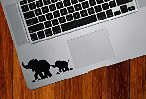 Elephant Mom and Baby - Design 1 - Trackpad/Keyboard - Vinyl Decal (Black)
