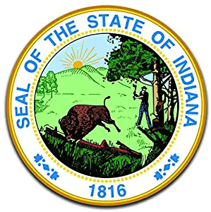 More Shiz Indiana State Seal (2 Pack) Vinyl Decal Sticker - Car Truck Van SUV Window Wall Cup Laptop - Two 5 Inch Decals - MKS0901