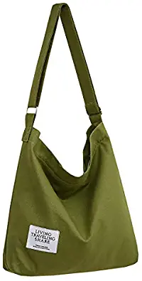 Covelin Women's Retro Large Size Canvas Shoulder Bag Hobo Crossbody Handbag Casual Tote