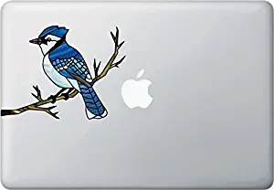 Bird - Blue Jay Stained Glass Style Vinyl Decals for Laptops | Gaming Consoles | Home Decor - Yadda-Yadda Design Co. (6"w x 4.5"h) (Multicolor)