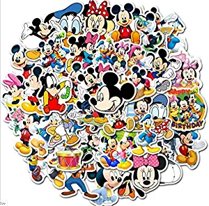 50 -Piece Disney Animation, Mickey Mouse and Donacdduck Santa Snowflake Stickers for Kids, Windows, Bedroom, Wall Decal, Laptop, Luggage, Mirror, Laptop, Notebook, Luggage, skateboasticker, (Mickey)