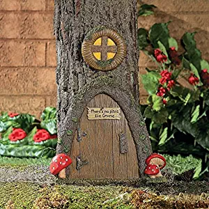 Garden Gnome Home Door in a Tree Art Pieces Outdoor Yard Decor