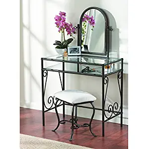 Linon Clarisse Metal Vanity Set, 52.4" x 31.8" x 18.3", Dark