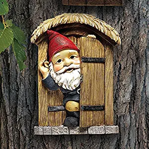 Design Toscano QL4281 Statue-Knothole Welcome Tree Door-Fairy Garden-Gnome Village, Multicolored